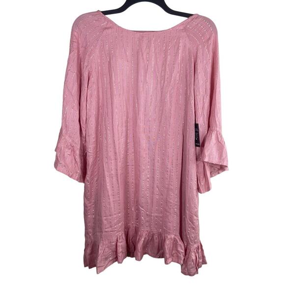 Boston Proper Dress Womens Large Pink Gold Striped Beaded Silver Fringe Low Back - Picture 2 of 15